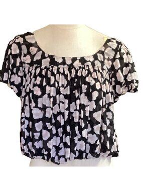 Free People Meg’s Blouse Cheetah Print Sz S Black #109M